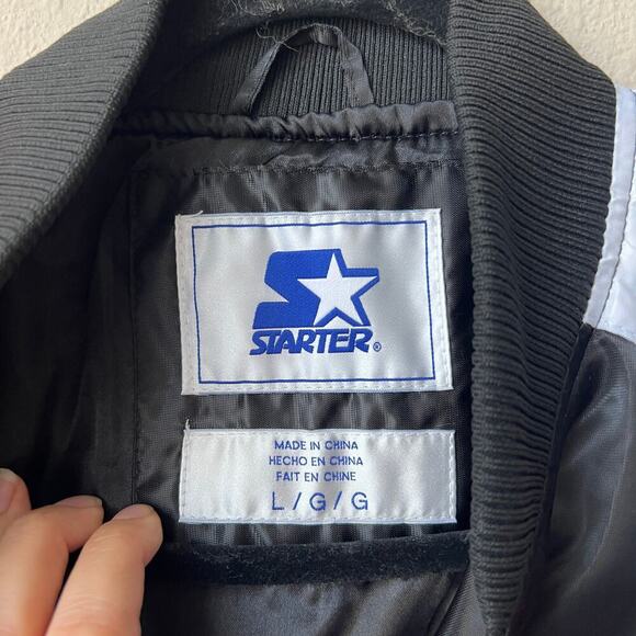 Rare Starter Toronto Raptors Black Red White Satin Varsity Jacket Size L - Picture 4 of 6